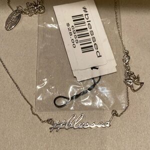 Silvertone Hashtag Blessed Necklace